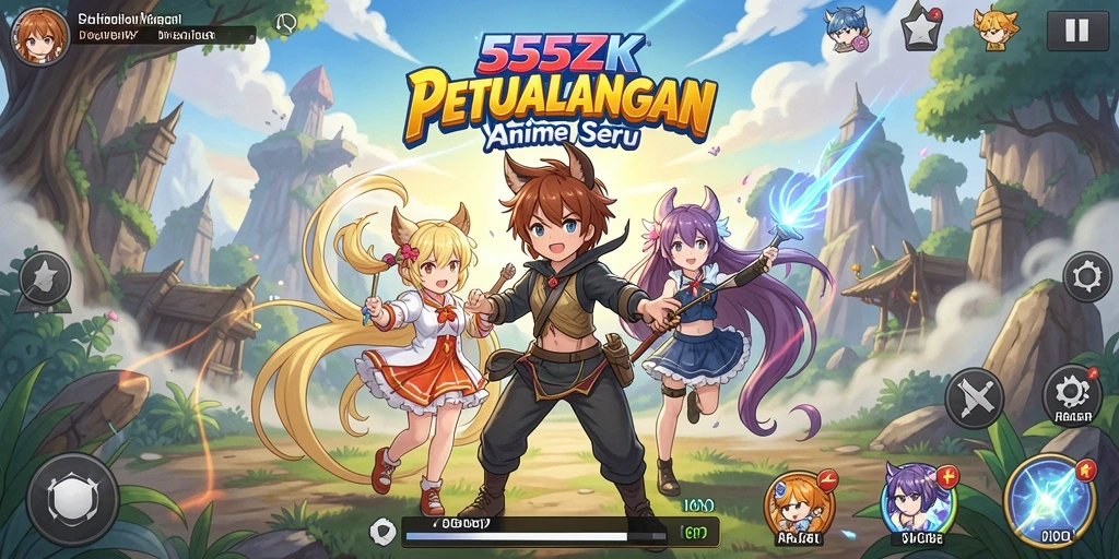 Tampilan gameplay menarik dari 555ZK dengan karakter Anime yang dinamis.