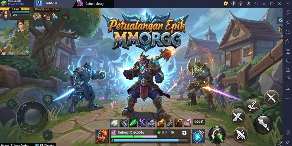 Screenshot gameplay 666J yang menampilkan pertempuran epik dalam dunia MMORPG.