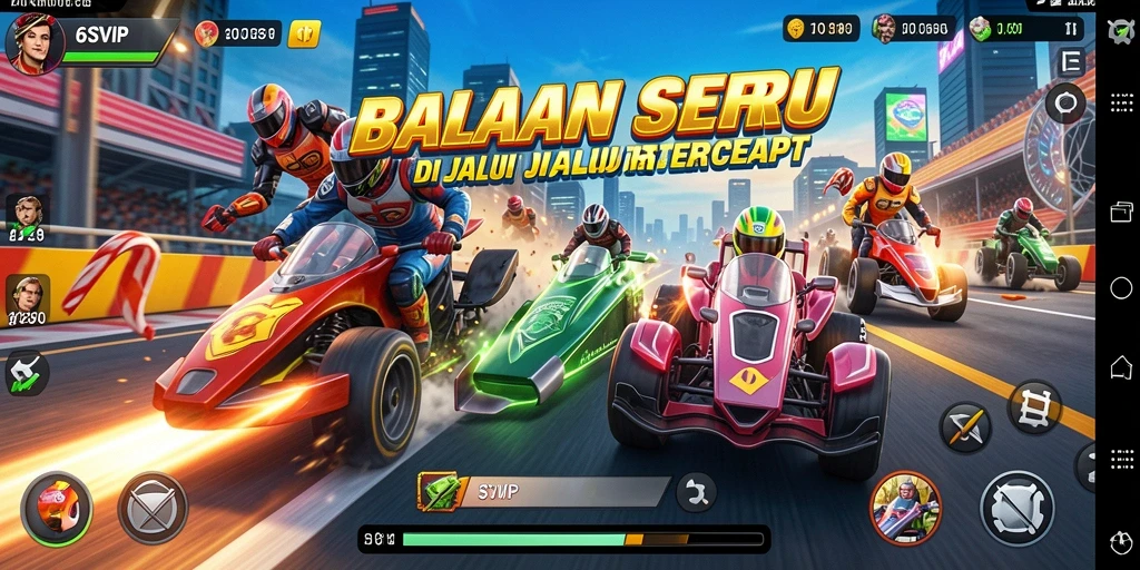 Gameplay seru 6SVIP dengan balapan yang mendebarkan.