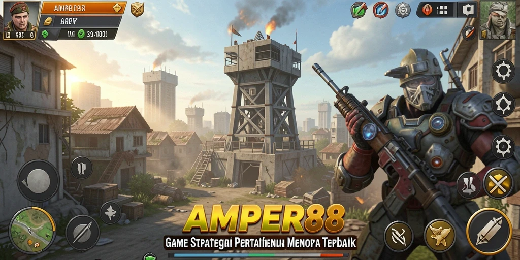 Tampilan gameplay menarik dari AMPER88 di Tower Defense.