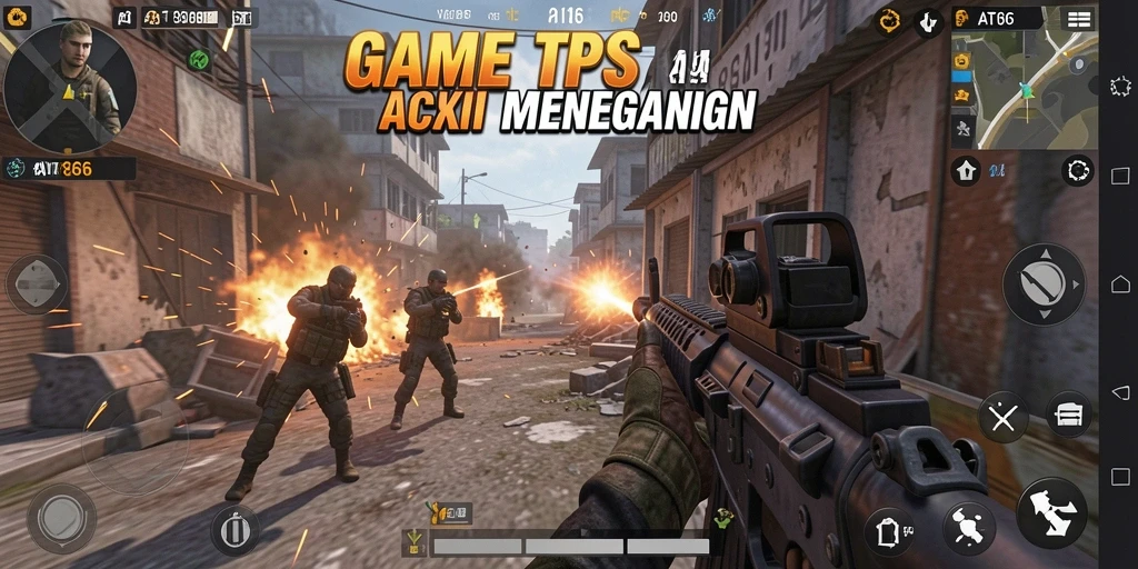 Screenshot gameplay AT866 memperlihatkan aksi tembak-menembak yang mendebarkan.