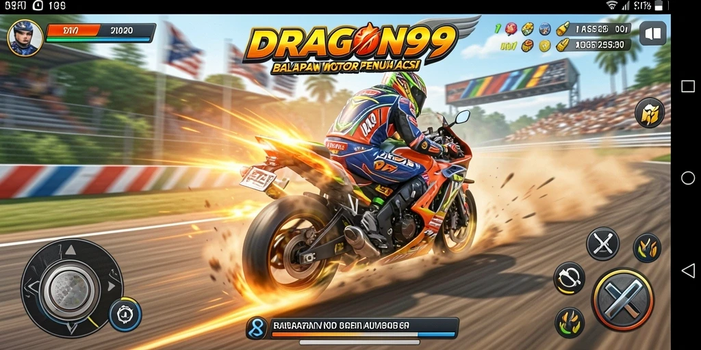 Tampilan aksi balapan motor yang mendebarkan di DRAGON99.