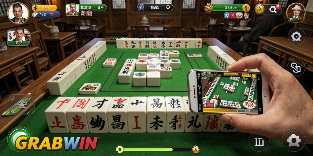 Screenshot gameplay GRABWIN yang menunjukkan keseruan permainan Mahjong.