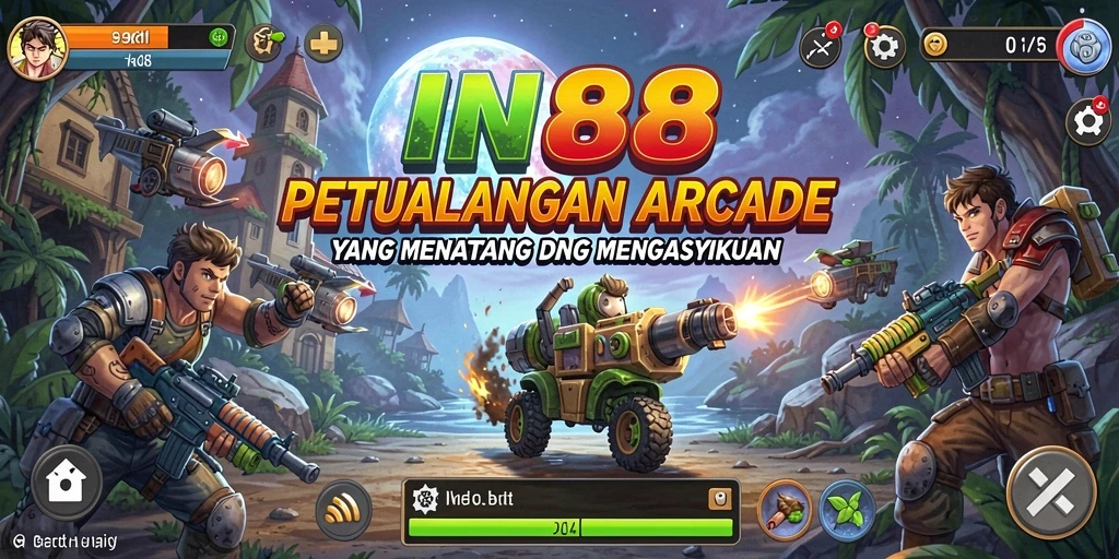 Tangkapan layar menunjukkan karakter beraksi dalam gameplay Arcade yang seru.