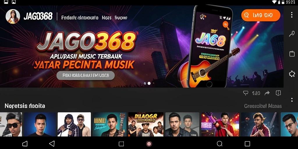 Tampilan antarmuka aplikasi JAGO368 dengan gameplay musik yang menarik.