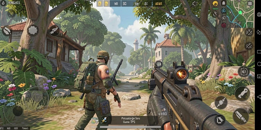 Tampilan gameplay KING403 yang intens dan mendebarkan dalam mode TPS.