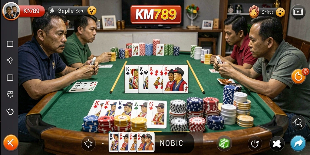 Tampilan screenshot utama KM789 menampilkan pengalaman permainan Gaple yang seru.