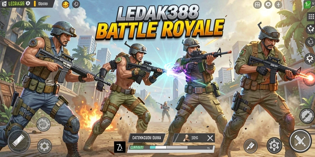 Tampilan gameplay seru dalam pertarungan Battle Royale LEDAK388.