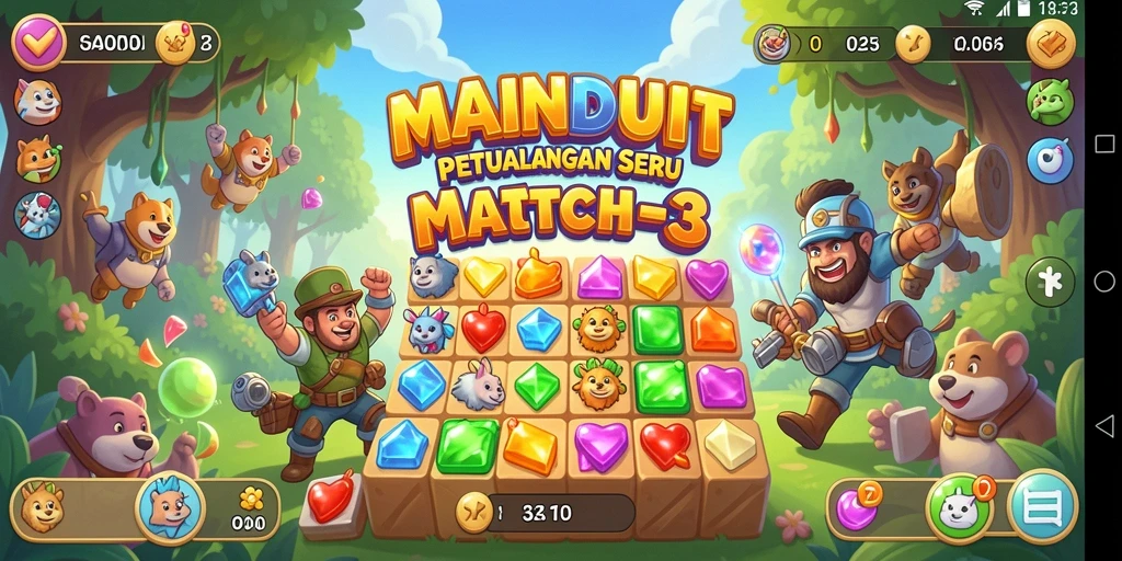 Gameplay seru MAINDUIT dalam kategori Match-3 yang penuh tantangan.