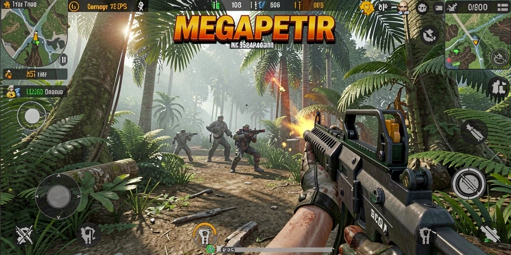 Tampilan gameplay MEGAPETIR yang intens dan menegangkan.