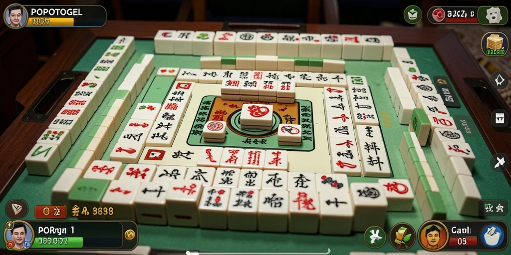 Tampilan gameplay seru dari POPOTOGEL dalam permainan Mahjong.