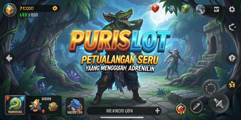 Screenshot gameplay <strong>PURISLOT</strong> menampilkan aksi petualangan yang seru dan penuh tantangan.