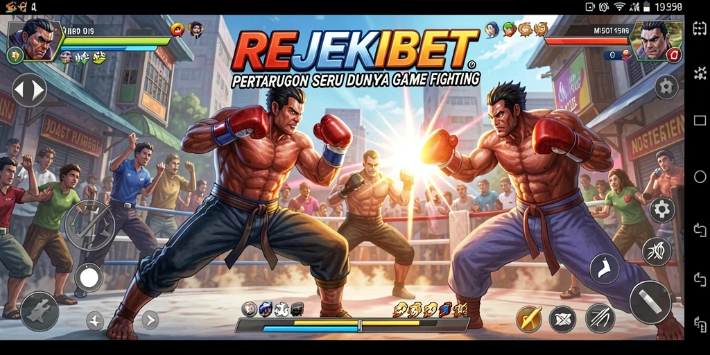 Tampilan epik dari pertarungan dalam REJEKIBET dengan karakter yang dinamis.