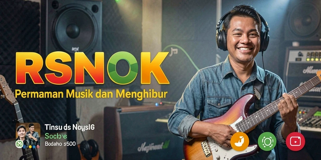 Screenshot utama menunjukkan gameplay interaktif RSNOK dengan pemain menikmati musik.
