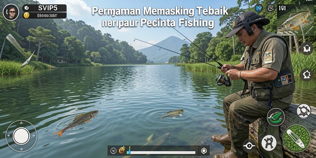 Tampilan gameplay SVIP5 dengan aksi memancing yang seru dan mendebarkan.