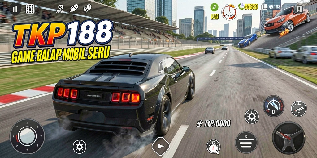 Screenshot gameplay TKP188 yang menampilkan balapan seru dan mendebarkan.
