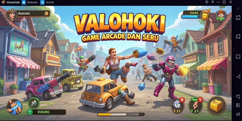 Tampilan gameplay menarik di VALOHOKI dengan grafis warna-warni.