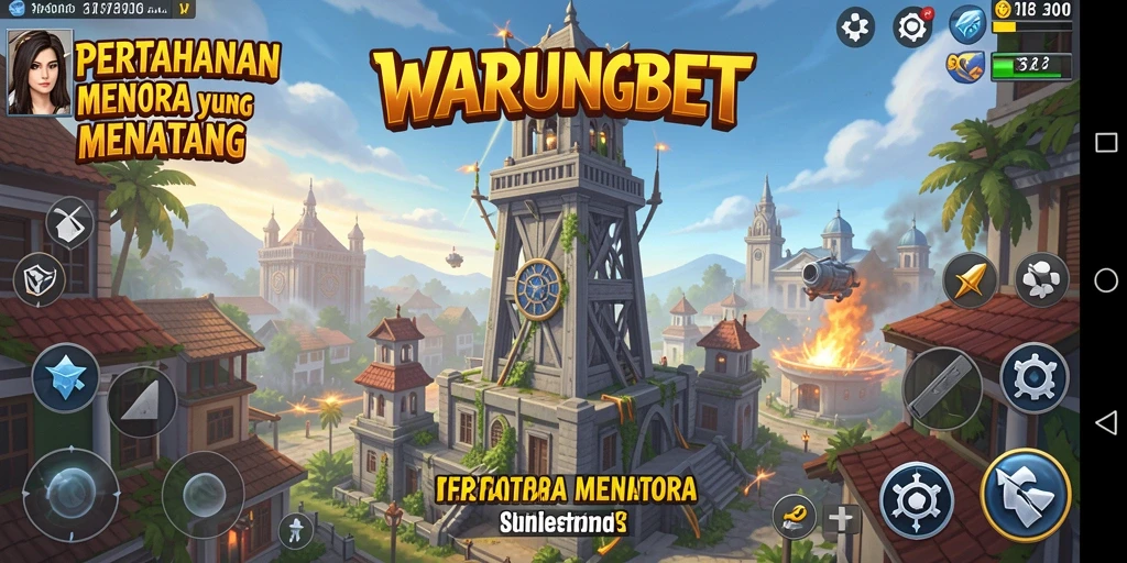 Tampilan gameplay menara pertahanan yang mendebarkan di WARUNGBET.