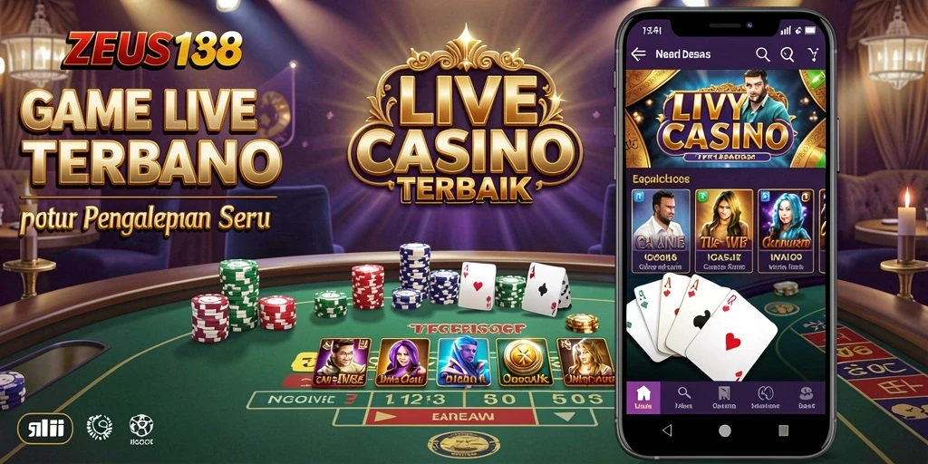 Tampilan permainan ZEUS138 dengan dealer langsung dan suasana kasino yang menarik.